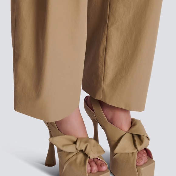 Balmain Square Toe Platform Sling-Back Pumps In Beige - Women's Size EU40, US 10 - Picture 2 of 15